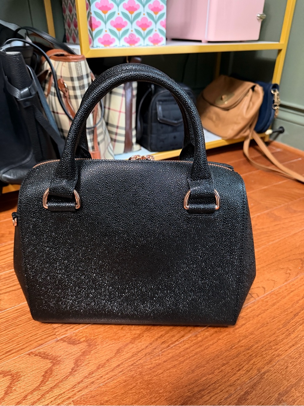 Ted Baker Black Textured Bow Dome Satchel with Rose Gold Hardware - Picture 4 of 8